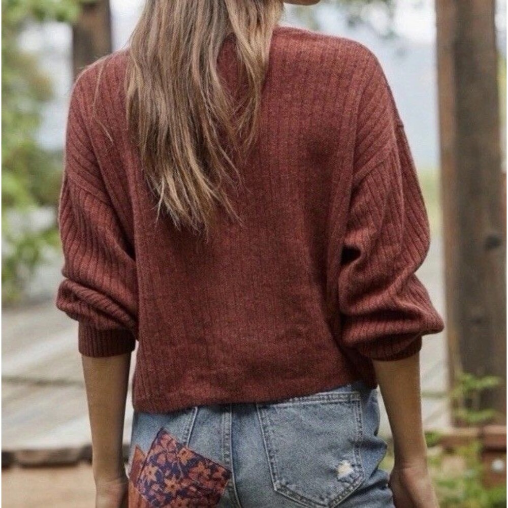 Free People Elias Sweater Medium 100% Cashmere Soft Breathable Rust ob122032 - Picture 2 of 12